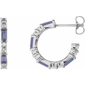 14K White Natural Tanzanite & 1/2 CTW Natural Diamond 17.2 mm Hoop Earrings 86789:671:P