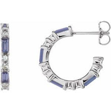 14K White Natural Tanzanite & 1/2 CTW Natural Diamond 17.2 mm Hoop Earrings 86789:671:P
