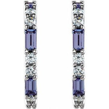 14K White Natural Tanzanite & 1/2 CTW Natural Diamond 17.2 mm Hoop Earrings 86789:671:P