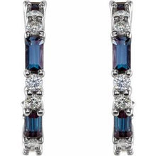 Sterling Silver Lab-Grown Alexandrite & 1/2 CTW Natural Diamond 17.2 mm Hoop Earrings 86789:650:P