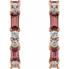 14K Rose Natural Pink Tourmaline & 1/2 CTW Natural Diamond 17.2 mm Hoop Earrings 86789:663:P