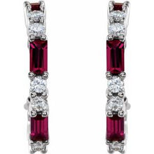 Platinum Lab-Grown Ruby & 1/2 CTW Natural Diamond 17.2 mm Hoop Earrings 86789:659:P
