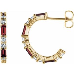 14K Yellow Natural Mozambique Garnet & 1/2 CTW Natural Diamond 17.2 mm Hoop Earrings 86789:617:P