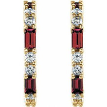 14K Yellow Natural Mozambique Garnet & 1/2 CTW Natural Diamond 17.2 mm Hoop Earrings 86789:617:P