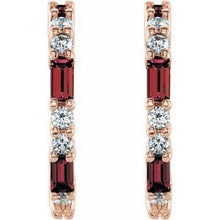 14K Rose Natural Mozambique Garnet & 1/2 CTW Natural Diamond 17.2 mm Hoop Earrings 86789:618:P