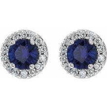 Sterling Silver 5 mm Lab-Grown Blue Sapphire & 1/4 CTW Natural Diamond Earrings 86839:751:P