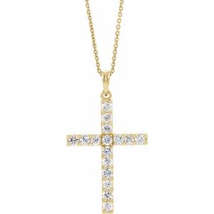 14K Yellow 1/4 CTW Natural Diamond Cross 18" Necklace R42308:60026:P