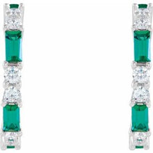 14K White Lab-Grown Emerald & 1/2 CTW Natural Diamond 17.2 mm Hoop Earrings 86789:641:P