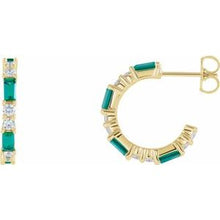 14K Yellow Lab-Grown Emerald & 1/2 CTW Natural Diamond 17.2 mm Hoop Earrings 86789:642:P