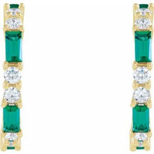 14K Yellow Lab-Grown Emerald & 1/2 CTW Natural Diamond 17.2 mm Hoop Earrings 86789:642:P