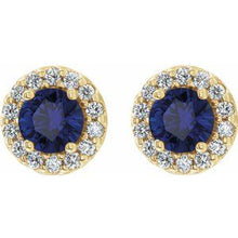 14K Yellow Natural Blue Sapphire & 1/4 CTW Natural Diamond Earrings 86839:6487:P