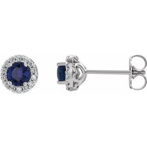Sterling Silver 5 mm Natural Blue Sapphire & 1/4 CTW Natural Diamond Earrings 86839:756:P