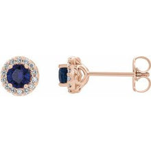 14K Rose 4 mm Lab-Grown Blue Sapphire & 1/8 CTW Natural Diamond Earrings 86839:638:P