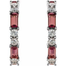 14K White Natural Pink Tourmaline & 1/2 CTW Natural Diamond 17.2 mm Hoop Earrings 86789:661:P