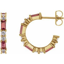 14K Yellow Natural Pink Tourmaline & 1/2 CTW Natural Diamond 17.2 mm Hoop Earrings 86789:662:P