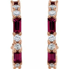 14K Rose Natural Ruby & 1/2 CTW Natural Diamond 17.2 mm Hoop Earrings 86789:653:P
