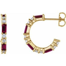 14K Yellow Natural Ruby & 1/2 CTW Natural Diamond 17.2 mm Hoop Earrings 86789:652:P