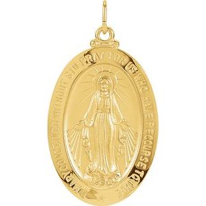 14K Yellow 12x8 mm Oval Miraculous Medal