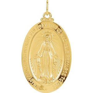 14K Yellow 23x16 mm Oval Miraculous Medal R5020:63190:P