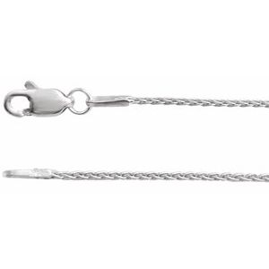 Rhodium-Plated Sterling Silver 1 mm Wheat 16" Chain