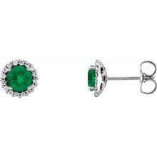 Platinum 3.5 mm Natural Emerald & 1/10 CTW Natural Diamond Earrings 86509:778:P