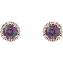 14K Rose 4.5 mm Lab-Grown Alexandrite & 1/10 CTW Natural Diamond Earrings 86509:942:P