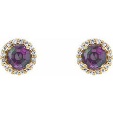 14K Yellow 4 mm Lab-Grown Alexandrite & 1/10 CTW Natural Diamond Earrings 86509:871:P