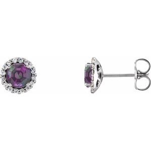 Platinum 3 mm Lab-Grown Alexandrite & 1/10 CTW Natural Diamond Earrings 86509:703:P