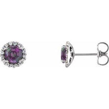 Platinum 3 mm Lab-Grown Alexandrite & 1/10 CTW Natural Diamond Earrings 86509:703:P