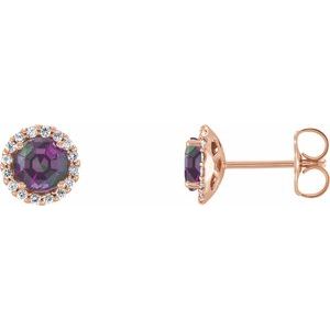 14K Rose 4.5 mm Lab-Grown Alexandrite & 1/10 CTW Natural Diamond Earrings 86509:942:P