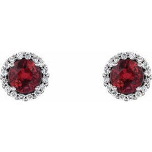 14K White 4 mm Natural Ruby & 1/10 CTW Natural Diamond Earrings 86509:875:P