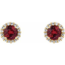 14K Yellow 3.5 mm Natural Ruby & 1/10 CTW Natural Diamond Earrings 86509:796:P