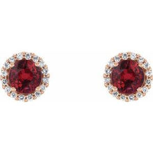 14K Rose 5 mm Lab-Grown Ruby & 1/8 CTW Natural Diamond Earrings 86509:1022:P
