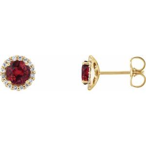 14K Yellow 4 mm Natural Ruby & 1/10 CTW Natural Diamond Earrings 86509:876:P