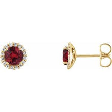 14K Yellow 4.5 mm Lab-Grown Ruby & 1/10 CTW Natural Diamond Earrings 86509:951:P