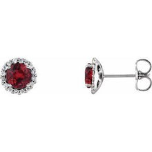Sterling Silver 3.5 mm Lab-Grown Ruby & 1/10 CTW Natural Diamond Earrings 86509:804:P