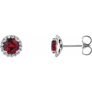 Platinum 4.5 mm Natural Ruby & 1/10 CTW Natural Diamond Earrings 86509:948:P