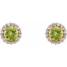 14K Rose 3.5 mm Natural Peridot & 1/10 CTW Natural Diamond Earrings 86509:807:P