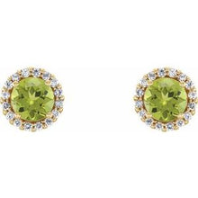 14K Yellow 3 mm Natural Peridot & 1/10 CTW Natural Diamond Earrings 86509:716:P