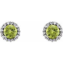 14K White 4.5 mm Natural Peridot & 1/10 CTW Natural Diamond Earrings 86509:955:P