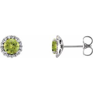 Platinum 4.5 mm Natural Peridot & 1/10 CTW Natural Diamond Earrings 86509:958:P