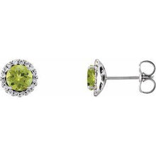 14K White 4 mm Natural Peridot & 1/10 CTW Natural Diamond Earrings 86509:885:P