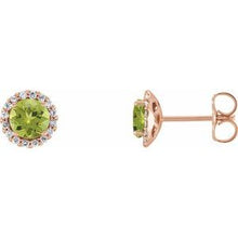 14K Rose 3 mm Natural Peridot & 1/10 CTW Natural Diamond Earrings 86509:717:P