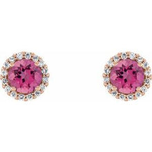 14K Rose 3.5 mm Natural Pink Tourmaline & 1/10 CTW Natural Diamond Earrings 86509:817:P