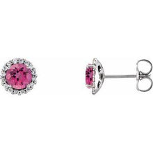 14K White 3 mm Natural Pink Tourmaline & 1/10 CTW Natural Diamond Earrings 86509:725:P