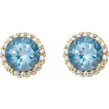 14K Yellow 4 mm Natural Aquamarine & 1/10 CTW Natural Diamond Earrings 86509:841:P