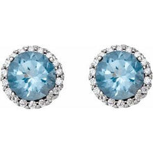 14K White 3 mm Natural Aquamarine & 1/10 CTW Natural Diamond Earrings 86509:670:P