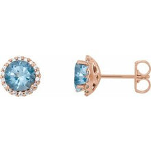 14K Rose 4 mm Natural Aquamarine & 1/10 CTW Natural Diamond Earrings 86509:842:P