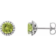 14K White 6 mm Natural Peridot & 1/8 CTW Natural Diamond Earrings 86509:235:P