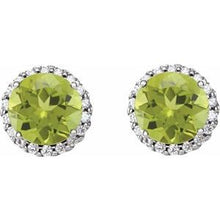 14K White 6 mm Natural Peridot & 1/8 CTW Natural Diamond Earrings 86509:235:P